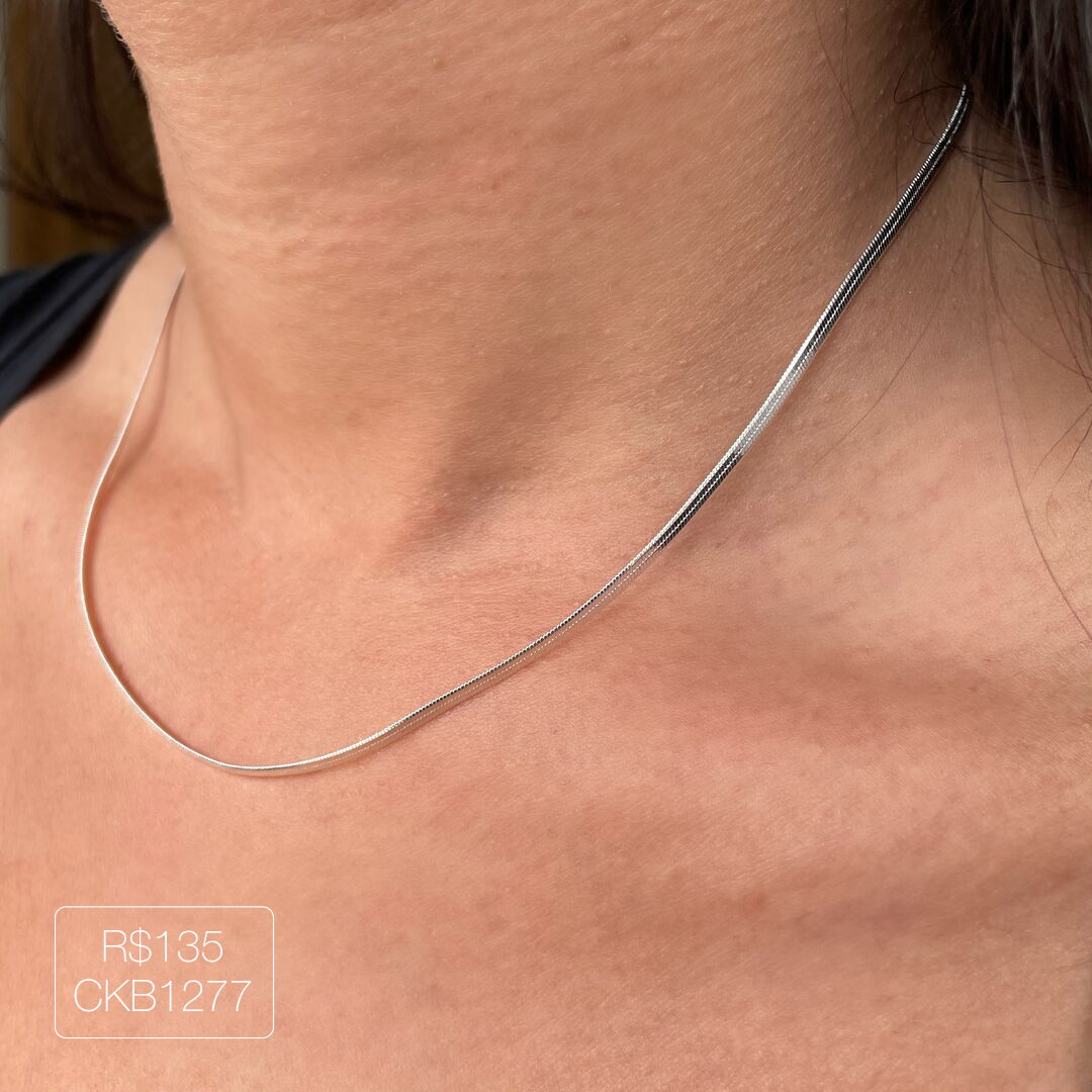 Choker Fita 2mm 2024/2 Liso Prateado